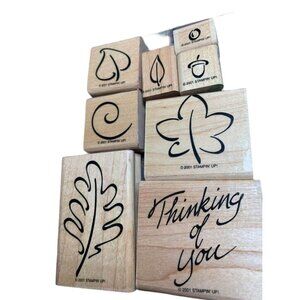 Stampin’ Up Festive Fall Rubber Stamp Set 2001 - Assorted Leaves & Sentiment